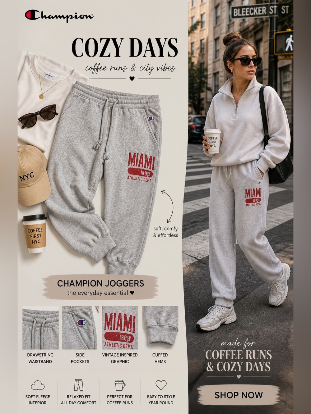 Champion Miami Athletic Dept Jogger Sweatpants Gray Size L